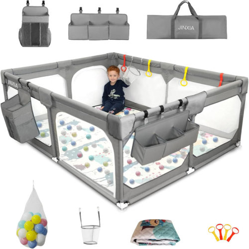 BBCPC Baby Playpen With Mat 75"*59", Large Play Pen For Babies And Toddlers With Soft Breathable Mesh, Climb-proof Anti-fall Baby Playpen, Sturdy Safety Play Yard For Indoor Outdoor Fun, Grey | Wayfair