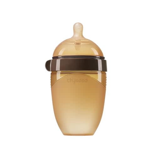 Thyseed Silicone Baby Bottles That Mimic Breastfeeding for Breastfed Babies Who Refuses Bottle Toddler Boy Girl Infant Breast Like Formula Nursing Bottle Wide Neck Non Toxic 8oz/240mL 0-3 Months
