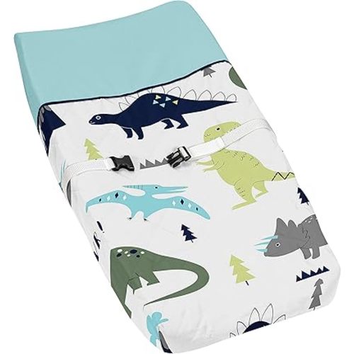 Blue and Green Modern Dinosaur Girls Boys Baby Changing Pad Cover