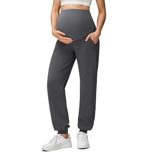G4Free EverGoing Maternity Pants Stretchy Workout Lounge Pants Over The Belly Pregnancy Joggers with Pockets