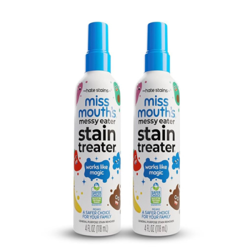 Miss Mouth's Messy Eater Stain Treater Spray - 4oz 2 Pack Stain Remover - Newborn & Baby Essentials - No Dry Cleaning Food, Grease, Coffee Off Laundry, Underwear, Fabric