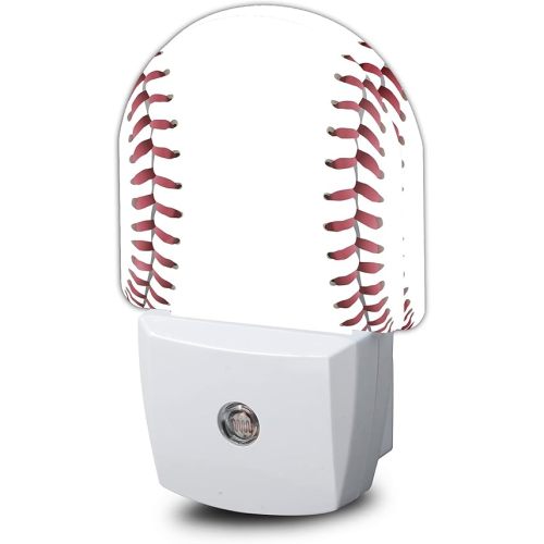 AOWULA Baseball Night Light,Ball Stitch Line Sports Balls Games Plug-in Wall Led Night Lights Decor for Boys Girls Room,Dusk to Dawn Sensor Wall Lamp for Stairway/Hallway/Kitchen,0.5W