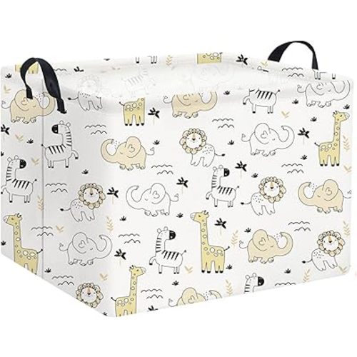 HIYAGON Baby Baskets kids Toy Basket for Boy and Girls Woodland Gift Basket Empty Cute Storage Bin Organizer Box Rectangular Animal Room Decor for Books(Animal)