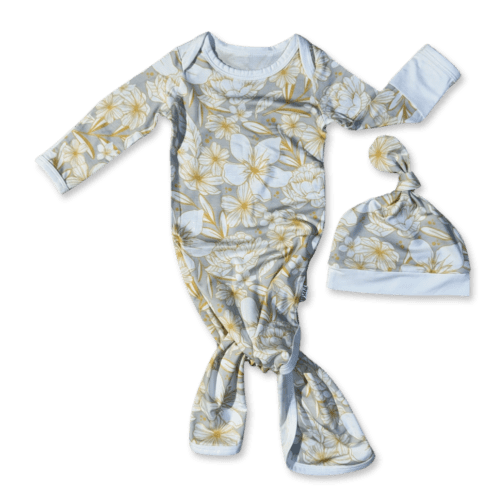 Magnolia Blossom Knotted Gown & Beanie