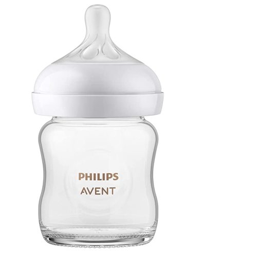 Philips AVENT Glass Natural Baby Bottle with Natural Response Nipple, Clear, 4oz, 1pk, SCY910/01 - 4 Ounce - 1 Pack