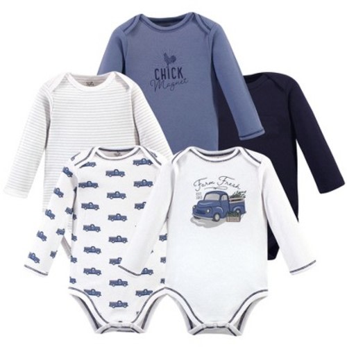 Touched By Nature Baby Boy Organic Cotton Long-sleeve Bodysuits 5pk, Truck, 9-12 Months