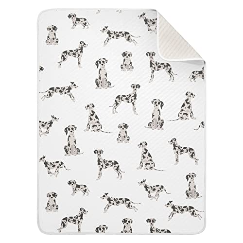 Swaddle Blanket Great Dane Dog Cotton Blanket for Infants, Receiving Blanket, Lightweight Soft Swaddling Blanket for Crib, Stroller, Nursery Blankets, 30x40 in
