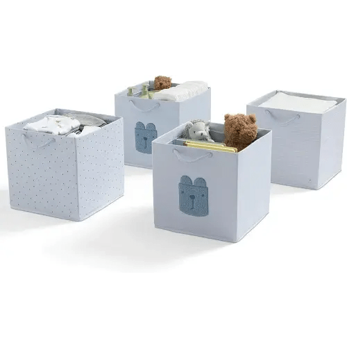 Delta Children Gap babyGap 4-Pack Brannan Bear Fabric Storage Bins with Handles, Blue