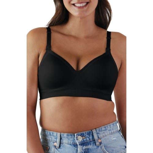 Maternity Plunge Wireless Maternity/Nursing Bra, Size: Medium- Black
