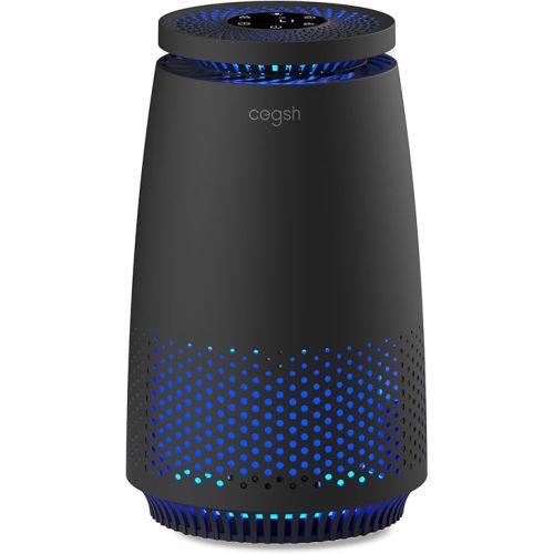 Air Purifiers for Home Bedroom, 3-in-1 HEPA Filter for Pets Dander Dust Pollen Smoke Odors, Quiet Air Cleaner with Sleep Mode, 12H Timer, Night Light, Aromatherapy, Safety Lock, Black