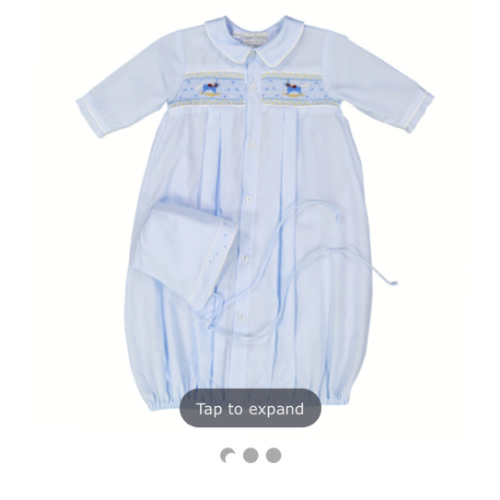 Rocking Horse Smocked Take Me Home Gown with Hat | Feltman Brothers