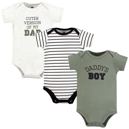 Hudson Baby Infant Boy Cotton Bodysuits, Sage Daddys Boy, 6-9 Months