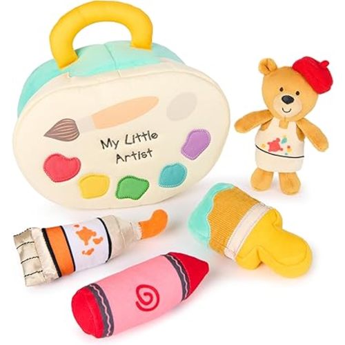 GUND Baby My Little Artist 5-Piece Plush Playset with Rattle, Squeaker and Crinkle Plush Toys, Sensory Toy for Babies and Newborns, 7.5”