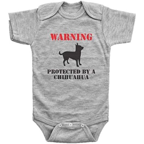 Baffle | Compatible with Onesies Brand Baby Bodysuit | Funny Baby Apparel | WARNING: PROTECTED BY A CHIHUAHUA | Unisex Romper