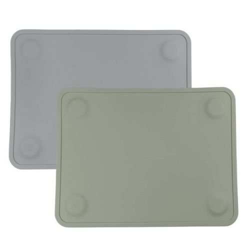 WeeSprout Silicone Suction Placemats for Babies, Toddlers & Kids - Small, 2 Pack (Matte Dark Gray & Green)