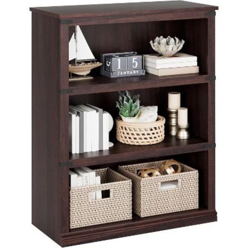 3 Tier Farmhouse Bookcase,31.4" Open Storage Wooden Bookshelf, Display Bookshelves, Floor Standing Book Shelf Book Case for Home Office,Living Room