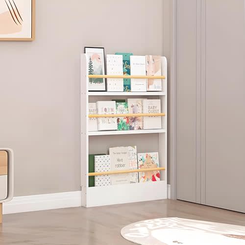Tazyee Bookshelf, Behind The Door Bookshelf, Wooden Kids Bookshelf 3/4/5/6 Tier, Behind The Door Storage Organizer for Toys and Books, Space-Saving Wall Mount Narrow Bookshelf