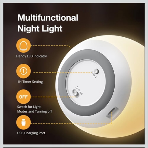 JolyWell Night Light for Kids, Baby Night Light with 7 Colors Changing Mode & Stepless Dimming, Nursery Night Light BPA Free,Rechargeable Egg Night Light for Breastfeeding 1h Timer & Touch Control