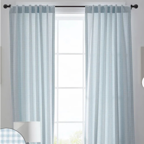 Ditsy Gingham Classic Cool Organic Cotton Percale Window Curtain