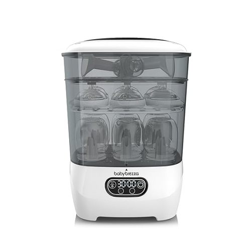 Baby Brezza Bottle Sterilizer and Dryer Advanced – 33% Faster - Largest Capacity Steam Sanitizer - Universal Sterilization Machine for All Bottles + Pump Parts - HEPA Air Filter