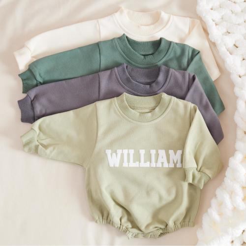 Custom Puff Name Baby Romper Sweatshirt, Personalized Bubble Baby Bodysuit, Baby Birthday Newborn Gift, Baby Shower Gift,Baby Christmas Gift