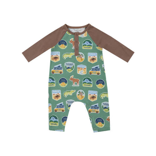 Raglan Henley Romper, National Park Stickers