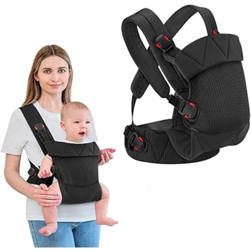 Baby Carrier Newborn to Toddler, Cozy Toddler Carrier, Ergonomic Newborn Carrier with Head Support, Black