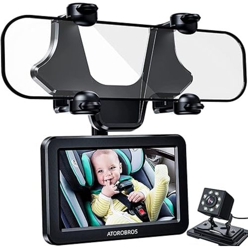 Baby Mirror for Car, ATOROBROS Baby Car Camera for Rear-Facing Seat with 4.3'' HD Display, Upgrade 360° Rearview Mirror Display Bracket, Easy and Safe to See Baby while Driving