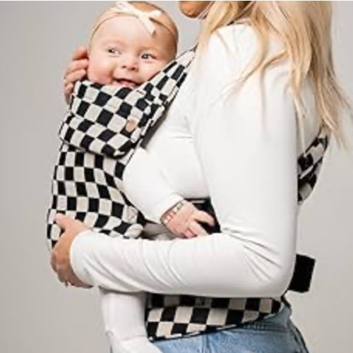 Mabē Monarch Ergonomic Baby Carrier – Premium Cotton Soft Structured Newborn to Toddler Carrier with Hip-Healthy Design, 3 Carry Positions (7-35lbs), Lightweight & Breathable, (Ebony Check)