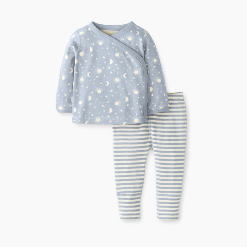 Hanna Andersson Baby Layette Wrap Top & Pants Wiggle Set - Moonlight On North Air, Newborn