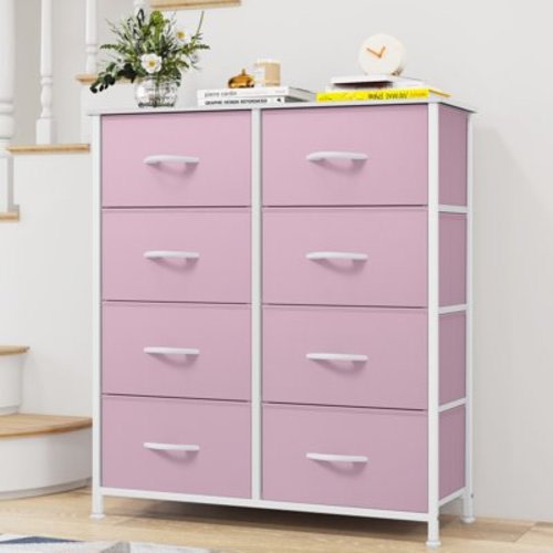 Uforic 8-Drawer Fabric Dresser, Storage Chest for Bedroom & Living Room, Pink, for Kids & Adults