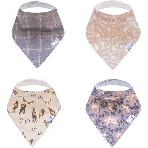 Copper Pearl Baby Bandana Bibs - 4 Pack Soft Cotton Bibs for Drooling & Teething, Absorbent, Adjustable Fit, Many Styles