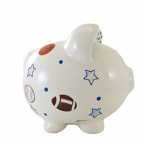 Child To Cherish 7.75 In Sports Paper Star Piggy Bank Soccer Hockey Baseball Footbal Decorative Banks