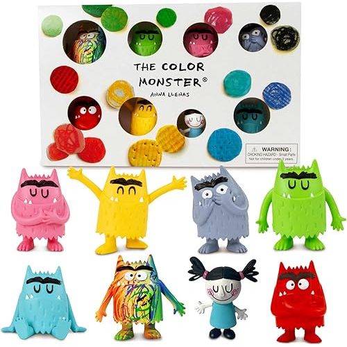 Color Monster & Nuna Figurine Set - Set of 8 Emotional Learning Toys for Kids 3+