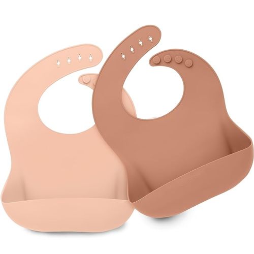 KeaBabies 2-Pack Silicone Bibs For Babies, Silicone Baby Bibs for Eating, Food-Grade Pure Silicone Bib, Toddler Bibs, Waterproof Bibs, Feeding Bibs, Silicon Bibs for Toddlers, Boys, Girls (Dusk)