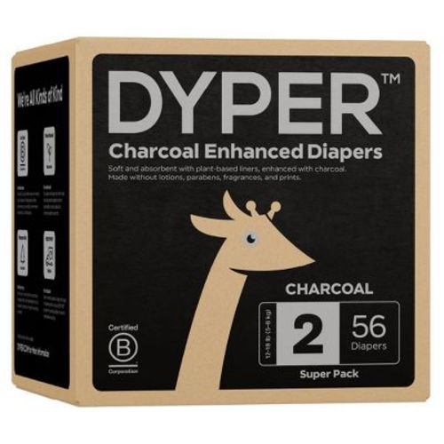 DYPER Disposable Charcoal Enhanced Diapers - Size 2 - 56ct