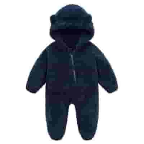 Ovbmpzd Navy Baby Pjs Girl Newborn Full Zip up Hooded Warm Fleece Footed Sleepers Baby Onesies for Boys Set 0-3 Months