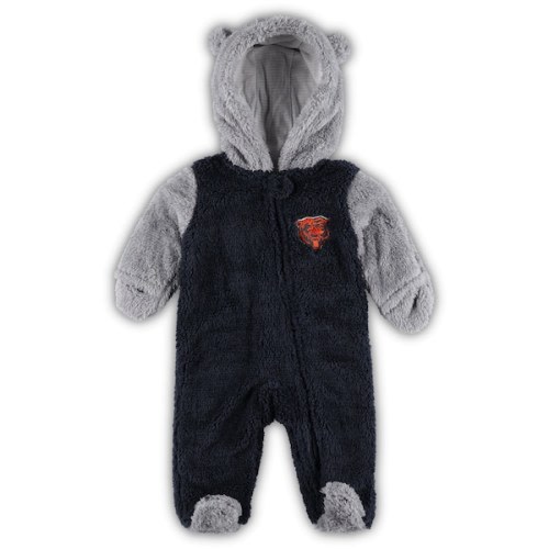 Newborn & Infant Chicago Bears Navy/Gray Game Nap Teddy Fleece Bunting Full-Zip Sleeper