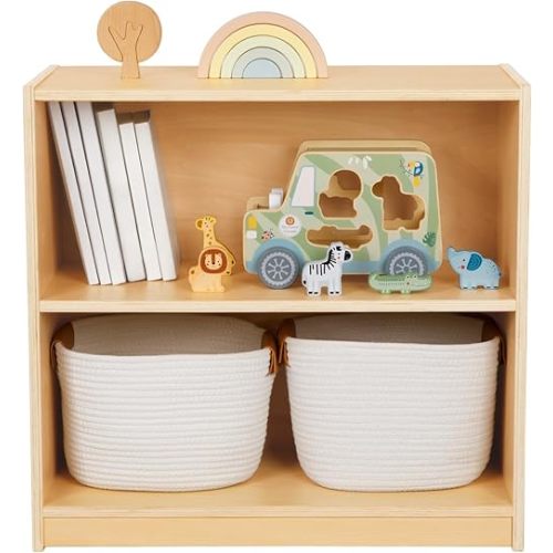 OOOK Montessori Shelf and Toy Storage, Compact Toddler Bookshelf for Small Space, Wooden Storage Cabinet Shelves and Kids Bookcase for Classroom, Kindergarten, Kids Room, Playroom