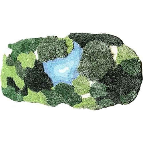 20x35 Inch 3D Moss Rug,Shag Carpet Leaf Area Bathroom Rugs Non Slip Bath Mat Tufted Rug,Ultra Soft Washable Children Play Plant Leaves Shaped Kids Pets Floor Mat for Bedroom,Living Room Green
