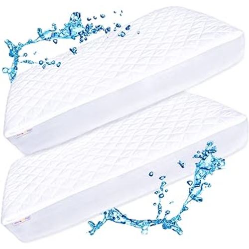 Crib Mattress Protector Pad 2 Pack - Waterproof & Noiseless, Ultra-Soft Breathable Mattress Cover for Baby Cribs and Toddler Beds, Highly Absorbent Fitted and Dryer Safe
