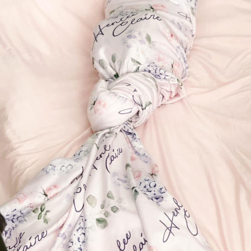 Henlee's Hydrangea Personalized Baby Name Swaddle
