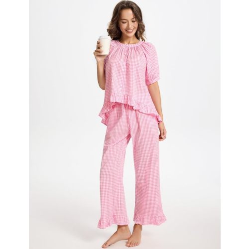 Gingham 2 piece pajama set