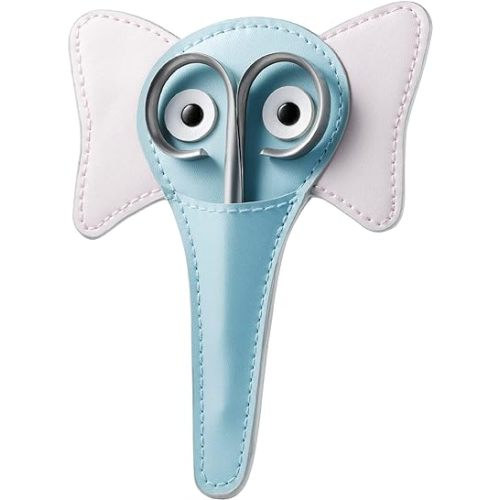 Rubis Stainless Steel Infant Nail Scissors with Blue Leather Elephant Case, For Precise Fingernails and Cuticles, 1K416, Silver,Rubis Switzerland Swiss Made World Renowned Precision