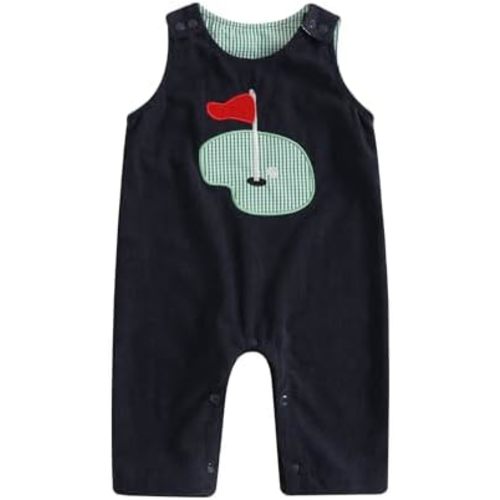 Baby Boy Golf Outfit Sleeveless Golf Cart Embroidery Romper One-piece Jumpsuit Overall Newborn Summer Clothes