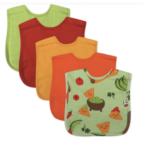 5-Pack Organic Cotton 4 in 1 Reversible Bibs - Taco Time