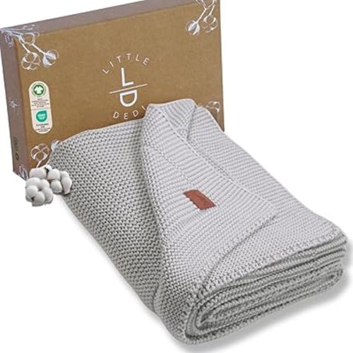 100% Organic Cotton Baby Knitted Blanket - Harbor Mist