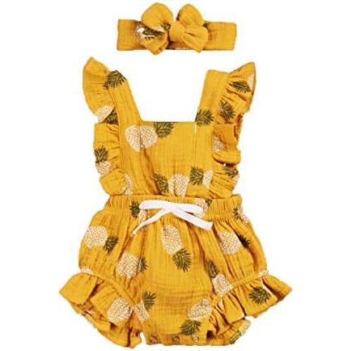 Newborn Baby Girl Romper Bodysuits Cotton Flutter Sleeve One-piece Romper Outfits Clothes
