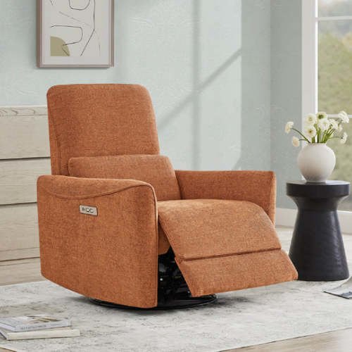 Tracee Modern Power Swivel Glider Recliner with Type-C Charge- Fabric Amber