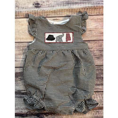 Baby Girl Black Gingham Seersucker Bubble